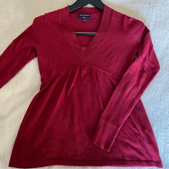 Red Cashmere Babydoll Sweater - Picture 1 of 9